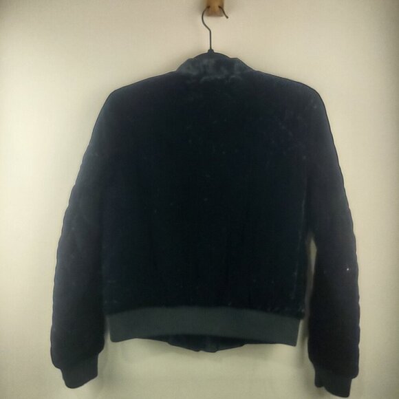 Women's Banana Republic Black Diamond Quilted Velvet Bomber Jacket Size XS - Picture 3 of 8